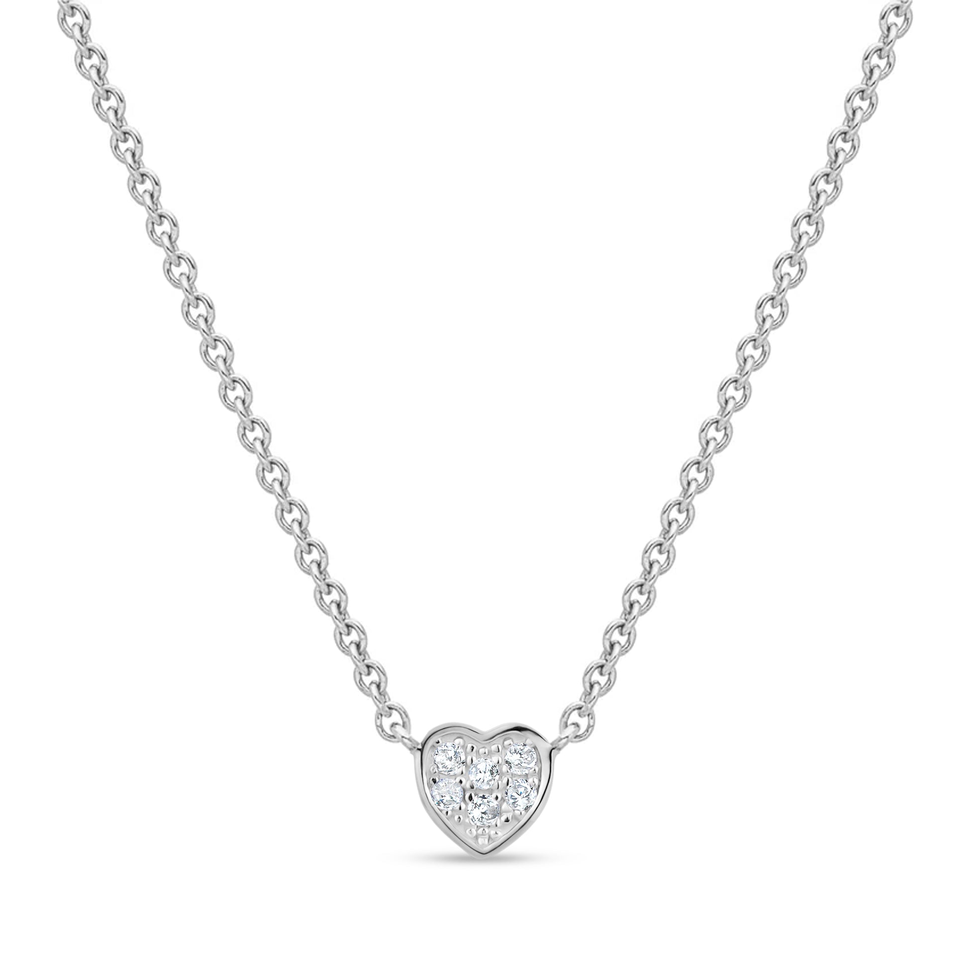 WHITE ZIRCONIA MINI HEART NECKLACE